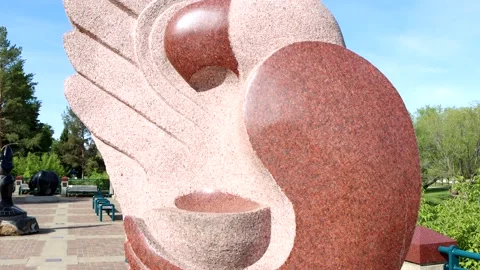 Red Thunder Sculpture in St Albert Stock Footage 131476609