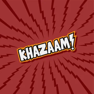 Red thunder theme fight comic book kick punch Stock Illustration