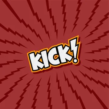 Red thunder theme fight comic book kick punch Stock Illustration