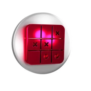 Red Tic tac toe game icon isolated on transparent background. Silver circle.. Stock Illustration