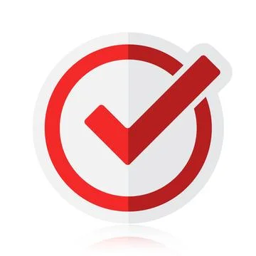 Red tick checkbox vector illustration isolated on white background Stock Illustration