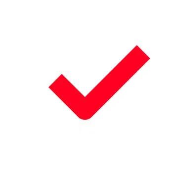Red tick checkmark vector icon Stock Illustration