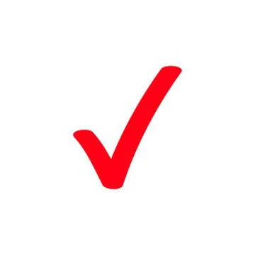 Red tick marker checkmark vector icon Illustrazione stock