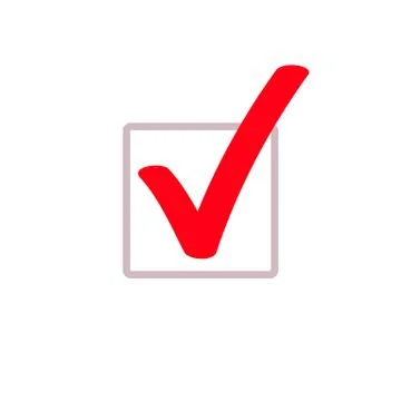 Red tick marker checkmark vector square box icon Stock Illustration