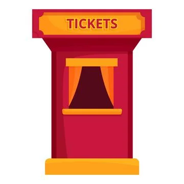 Red ticket booth standing with closed window curtain Ilustração Stock