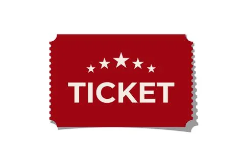 Red ticket isolated on white background. Vector design element. Illustrazione stock