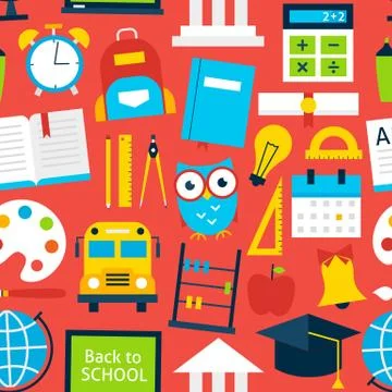 Red Tile Pattern Back to School 스톡 일러스트