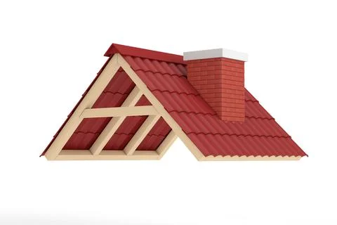 Red Tile Roof. 3d Rendering Stock Illustration