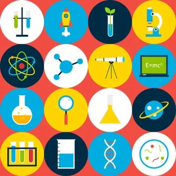 Red Tile Science Background with Circles 스톡 일러스트