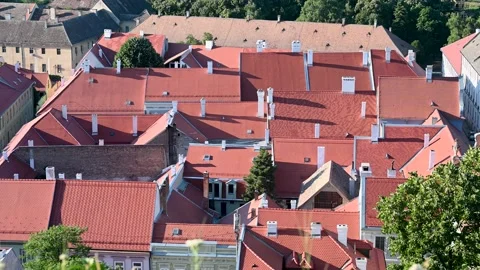 Red tiled roofs seen from above in old city. Stock Footage 156417210