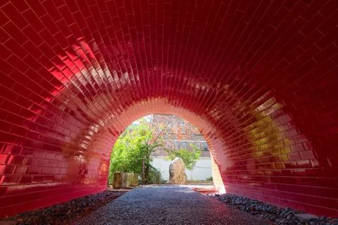 Red tiled tunnel Stock Photos