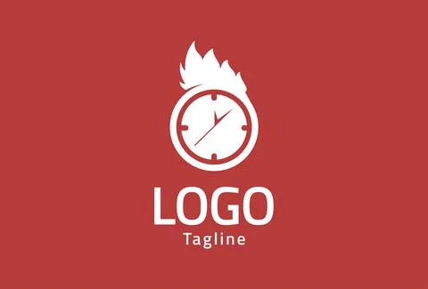 Red Time Chicken Logo Design	 Stock-Illustration