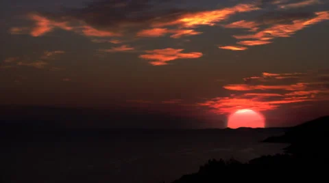 Red time-lapse sunset. Croatia, Hvar. Stock Footage 44558400