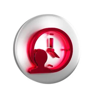 Red Time Management icon isolated on transparent background. Clock and gear.. Stock-Illustration
