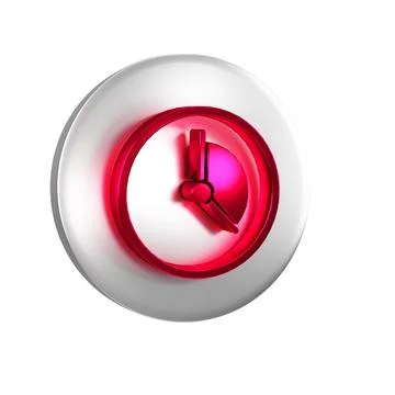 Red Time Management icon isolated on transparent background. Clock sign. Prod Stock-Illustration