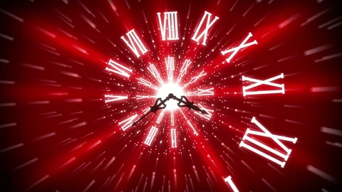 Red Time Spiral Animation Clock Background with Latin Numerals Stock-Footage 108155925