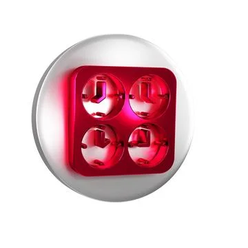 Red Time zone clocks icon isolated on transparent background. Silver circle.. 스톡 일러스트