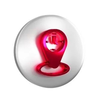 Red Time zone clocks icon isolated on transparent background. Silver circle.. 스톡 일러스트