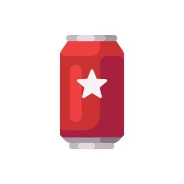 Red tin drink can flat illustration. Soda or beer can icon Illustrazione stock
