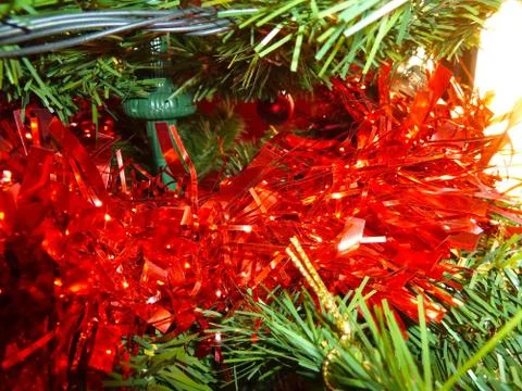 Red tinsel Stock Photos