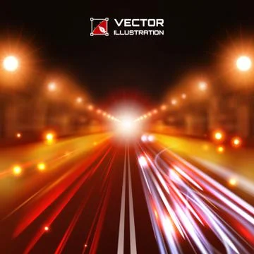 Red tint night road Stock Illustration