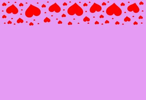 Red tiny hearts filled with different sizes on pink background Stock Illustration