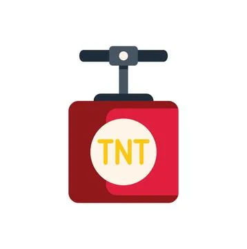 Red tnt detonator with plunger, explosive device for demolition Stock Illustration