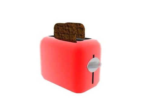 Red toaster with brown bread slices Illustrazione stock