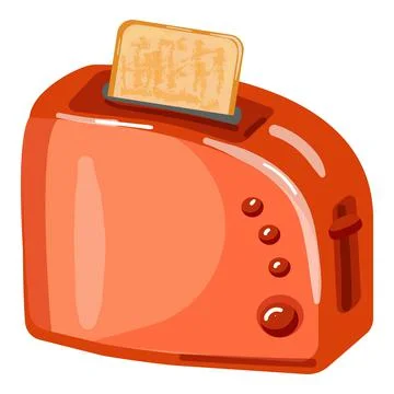 Red toaster icon cartoon vector. Bread toast Stock Illustration