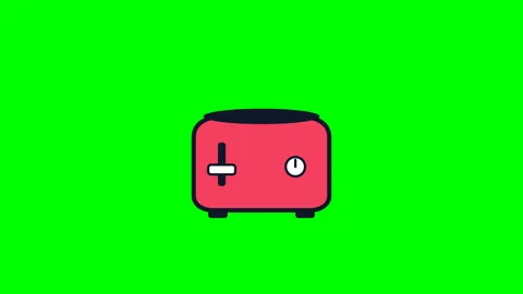 Red toaster pattern popping bread on green screen Stock Footage 346991911