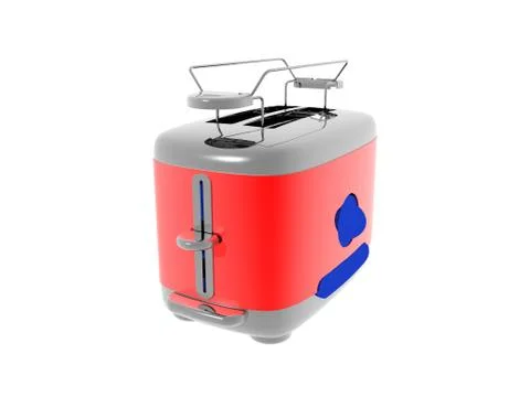 Red toaster with topping for bread rolls Stock Illustration