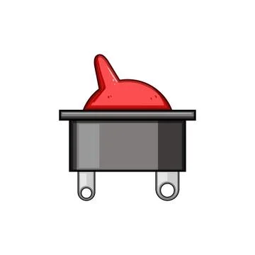 Red toggle switch controlling power with cartoon illustration 스톡 일러스트