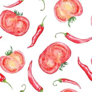 Red Tomato and Chilly Pattern Illustrazione stock