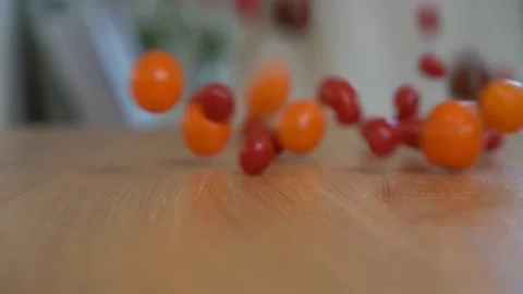 Red Tomato Falling On Board Video stock 162576406