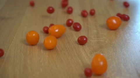 Red Tomato Falling On Board Stock Footage 162576624