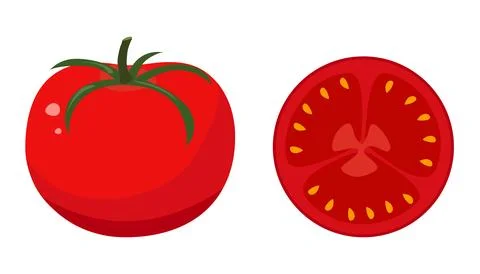 Red tomato in flat style. Vector illustration. Stock Illustration