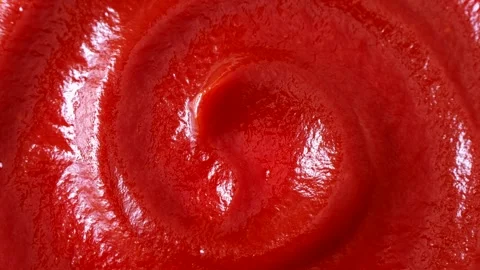 Red tomato ketchup texture circle rotation close up top view Stock Footage 244312851