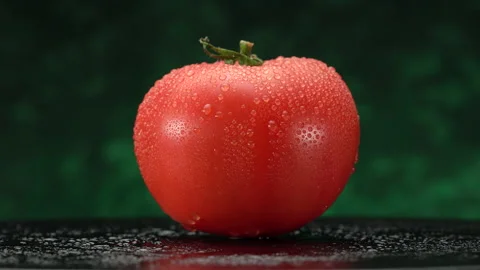 Red tomato in the kitchen while cooking. Light smoke hovers in the background. Stock Footage 154823420