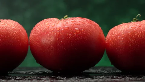 Red tomato in the kitchen while cooking. Light smoke hovers in the background. Stock Footage 154888534