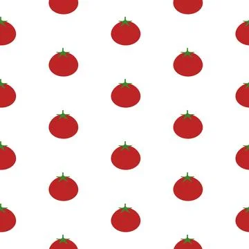 Red tomato, seamless pattern, vector. Illustrazione stock