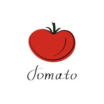 Red tomato sign. Vector flat illustration. Vegetable logo Stock Illustration