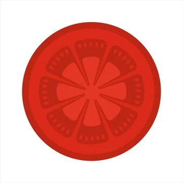 Red tomato slice. Isolated flat illustration. Stock Illustration