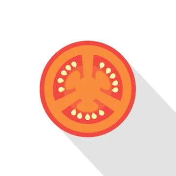 Red Tomato Slice on white background. Top view. Stock Illustration