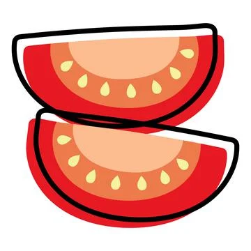 Red tomato slices vector illustration, simple outline color filled icon Ilustración de archivo