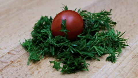 Red tomato slowly rotates in front of the camera Stock Footage 104918983