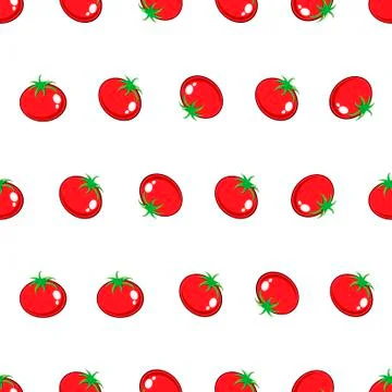 Red tomato stock vector seamless pattern on white background Illustrazione stock