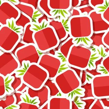 Red tomato vegetable sticker seamless pattern Stock Illustration