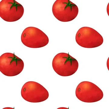 Red tomato, watercolor seamless pattern, on white background. For prints on.. Stock-Illustration