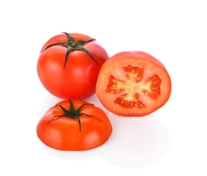 Red tomato on white background Foto stock