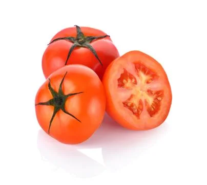Red tomato on white background Foto stock